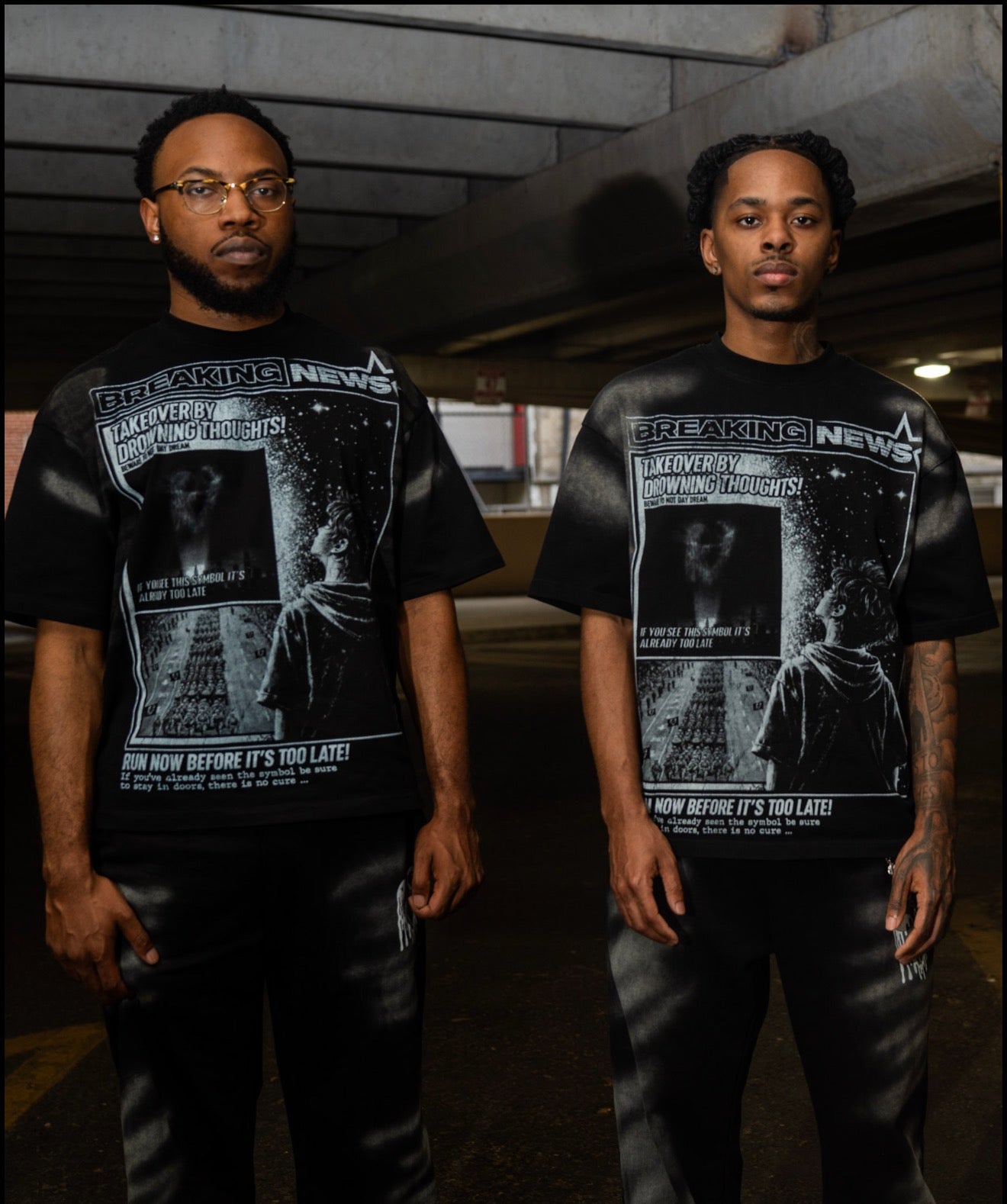 Black Drowning Thoughts Tee